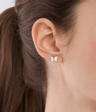 Boucles d&rsquo;oreilles papillon Sutton Radiant Wings en nacre blanche