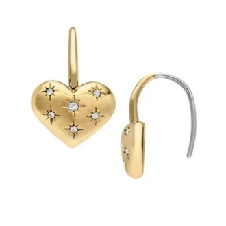 Boucles d&rsquo;oreilles pendantes en forme de cœur en acier inoxydable doré Sadie All My Love