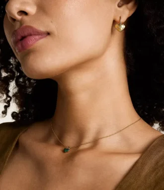 Boucles d&rsquo;oreilles pendantes en forme de cœur en acier inoxydable doré Sadie All My Love