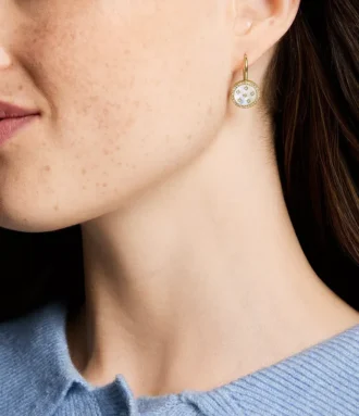 Boucles d&rsquo;oreilles pendantes Merrit Classic en acier inoxydable doré et nacre
