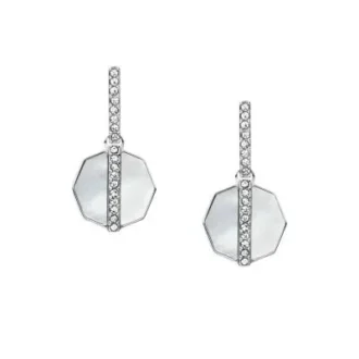 Boucles d&rsquo;oreilles pendantes Merrit Timeless en acier inoxydable argenté et nacre