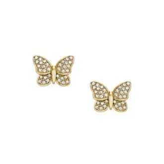 Boucles d&rsquo;oreilles Sutton Pavé Butterfly en acier inoxydable doré