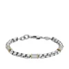 Bracelet chaîne en acier inoxydable bicolore à texture moletée à la machine