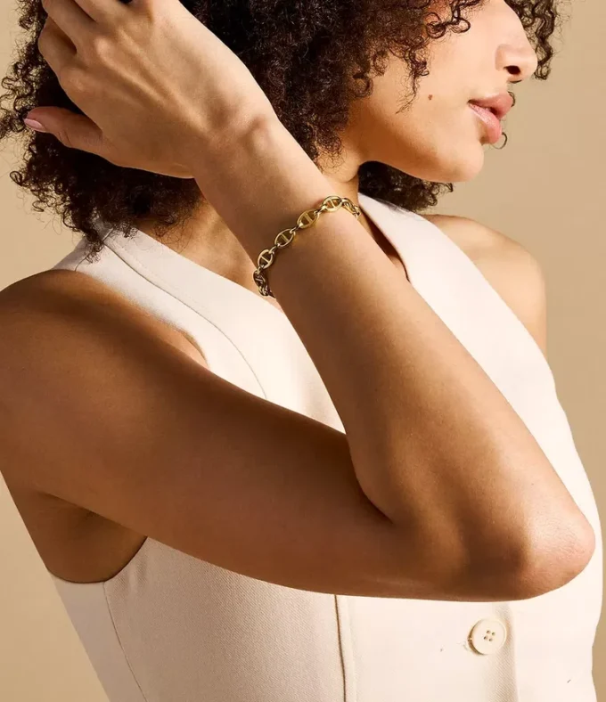 Bracelet chaîne en acier inoxydable doré Heritage D-Link Bracelet chaîne en acier inoxydable doré Heritage D-Link