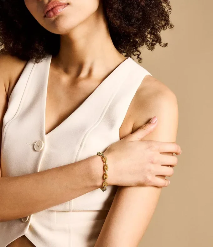 Bracelet chaîne en acier inoxydable doré Heritage D-Link Bracelet chaîne en acier inoxydable doré Heritage D-Link