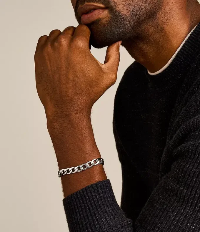 Bracelet chaîne en acier inoxydable Heritage D-Link