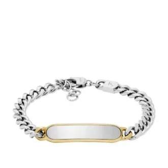 Bracelet d&rsquo;identité Ellis en acier inoxydable bicolore
