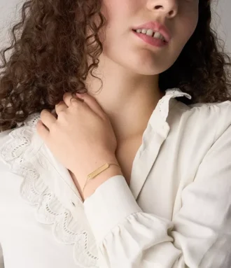 Bracelet d&rsquo;identité Sadie en acier inoxydable doré