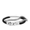 Bracelet double rang Ellis en nylon noir et acier inoxydable Bracelet double rang Ellis en nylon noir et acier inoxydable