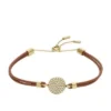 Bracelet Ellis Glitz Disc en cuir marron moyen Bracelet Ellis Glitz Disc en cuir marron moyen