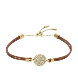 Bracelet Ellis Glitz Disc en cuir marron moyen