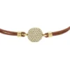 Bracelet Ellis Glitz Disc en cuir marron moyen Bracelet Ellis Glitz Disc en cuir marron moyen