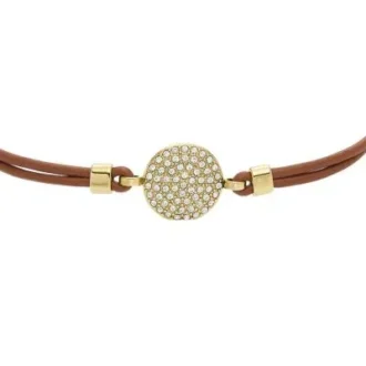 Bracelet Ellis Glitz Disc en cuir marron moyen