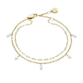 Bracelet Ellis Shaky Glitz en acier inoxydable doré à plusieurs rangs