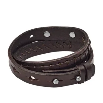 Bracelet en cuir double tour vintage décontracté Bronson