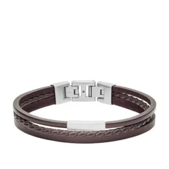 Bracelet en cuir à plusieurs rangs Townsman marron