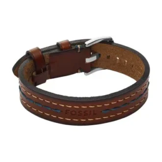 Bracelet Everett à bracelet en cuir marron surpiqué