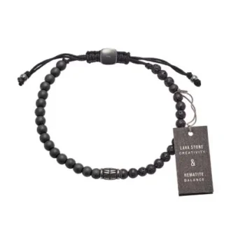 Bracelet Everett en hématite et pierre de lave noire