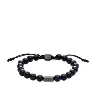 Bracelet Galaxy Beads Navy en perles de grès reconstitué
