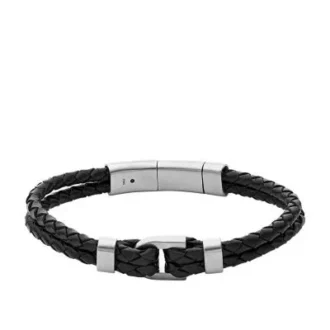 Bracelet Heritage D-Link en cuir noir
