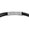 Bracelet Heritage D-Link en cuir noir