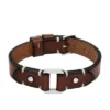 Bracelet Machine en acier inoxydable robuste et cuir marron Bracelet Machine en acier inoxydable robuste et cuir marron