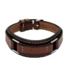 Bracelet Machine en acier inoxydable robuste et cuir rembourré marron Bracelet Machine en acier inoxydable robuste et cuir rembourré marron