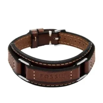 Bracelet Machine en acier inoxydable robuste et cuir rembourré marron Bracelet Machine en acier inoxydable robuste et cuir rembourré marron