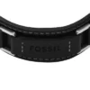 Bracelet Machine en acier inoxydable robuste et cuir rembourré noir