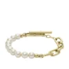 Bracelet à maillons en acier inoxydable doré Heritage Pearl D-Link