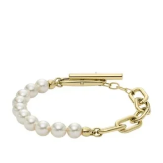 Bracelet à maillons en acier inoxydable doré Heritage Pearl D-Link