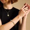 Bracelet à maillons en acier inoxydable doré Heritage Pearl D-Link
