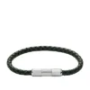 Bracelet à maillons en cuir texturé et acier inoxydable