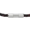 Bracelet à maillons en cuir texturé et acier inoxydable