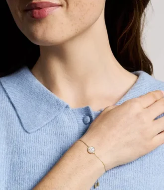 Bracelet à maillons Merrit Classic en acier inoxydable doré et nacre