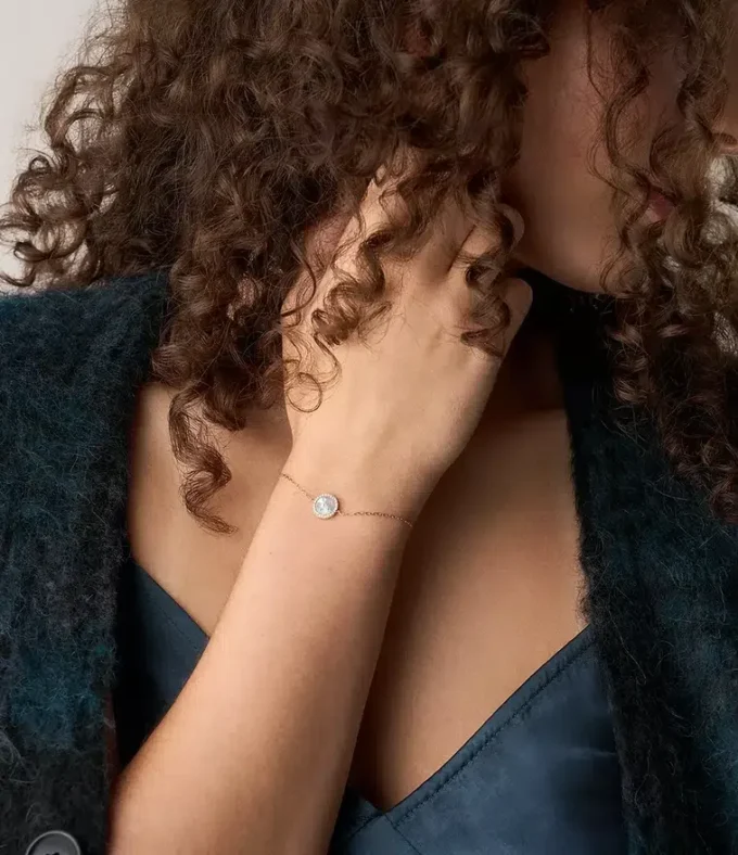 Bracelet à maillons Merrit Classic en acier inoxydable doré à l&rsquo;or rose et nacre