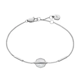 Bracelet à maillons Merrit intemporel en acier inoxydable argenté et nacre