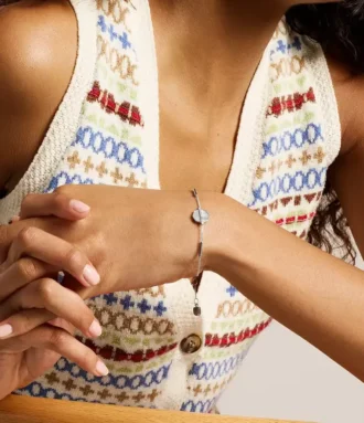 Bracelet à maillons Merrit intemporel en acier inoxydable argenté et nacre
