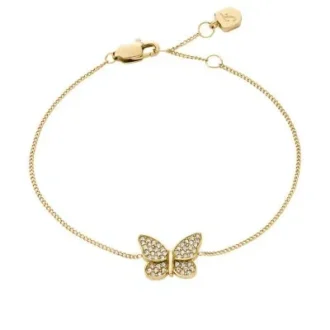 Bracelet à maillons Sutton Pavé Butterfly en acier inoxydable doré