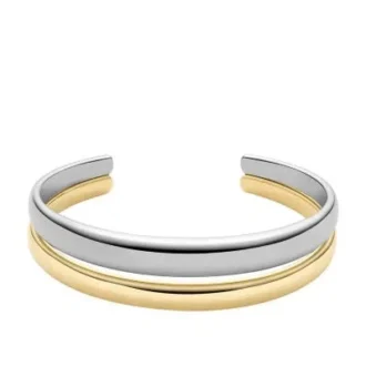Bracelet manchette bicolore en acier inoxydable de la collection Ellis Domed