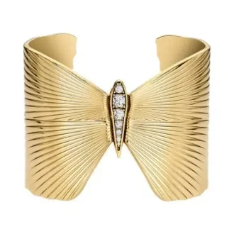 Bracelet manchette en acier inoxydable doré de la collection Butterfly