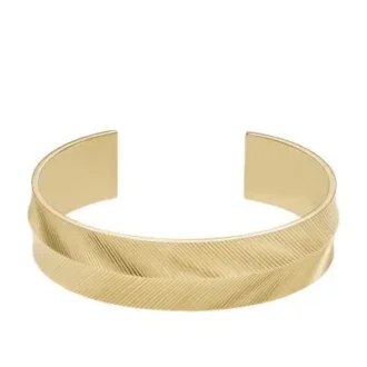Bracelet manchette Harlow à texture linéaire en acier inoxydable doré