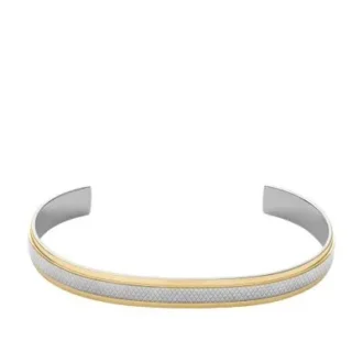 Bracelet manchette moleté en acier inoxydable bicolore Bracelet manchette moleté en acier inoxydable bicolore