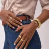 Bracelet manchette Sadie Shine Bright en acier inoxydable doré