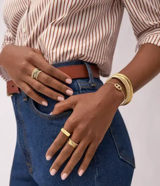 Bracelet manchette Sadie Shine Bright en acier inoxydable doré