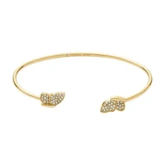 Bracelet manchette Sutton Pavé Butterfly en acier inoxydable doré