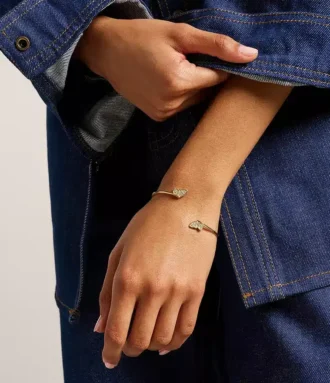Bracelet manchette Sutton Pavé Butterfly en acier inoxydable doré