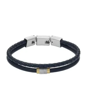 Bracelet multi-rangs en cuir bleu marine à texture moletée Bracelet multi-rangs en cuir bleu marine à texture moletée