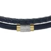 Bracelet multi-rangs en cuir bleu marine à texture moletée Bracelet multi-rangs en cuir bleu marine à texture moletée