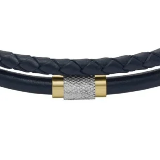Bracelet multi-rangs en cuir bleu marine à texture moletée Bracelet multi-rangs en cuir bleu marine à texture moletée